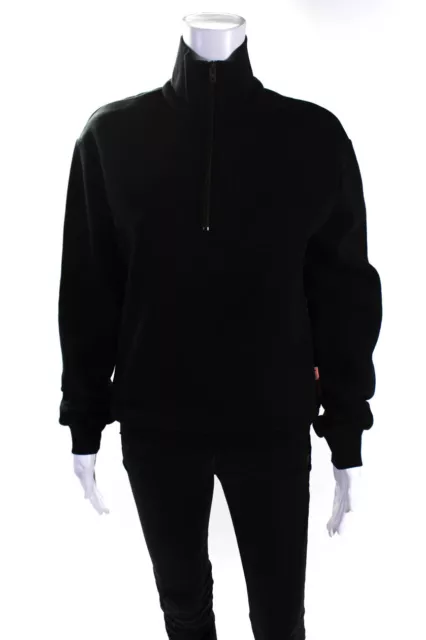 ACNE Studios Womens Fleece Half Zip Turtleneck Sweatshirt Black Size Extra Small