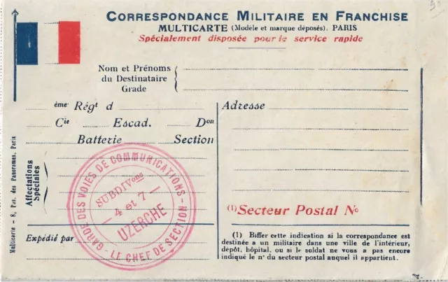 carte privée ,Multicarte à Paris - franchise militaire - guerre 14/18 .