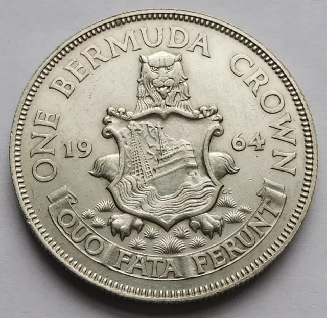 1964 Bermuda Silver Crown UNC, Queen Elizabeth II, UK Royal Mint