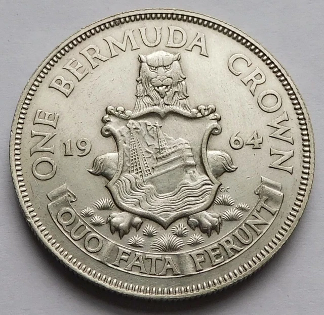 1964 Bermuda Silver Crown UNC, Queen Elizabeth II, UK Royal Mint
