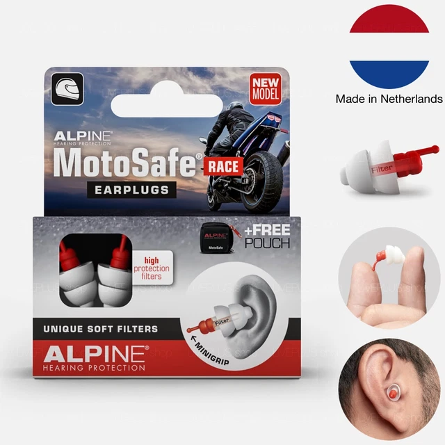 Alpine MotoSafe Race Earplugs — For Motorcycle Motorcyclist Motorbike Bike Cycle