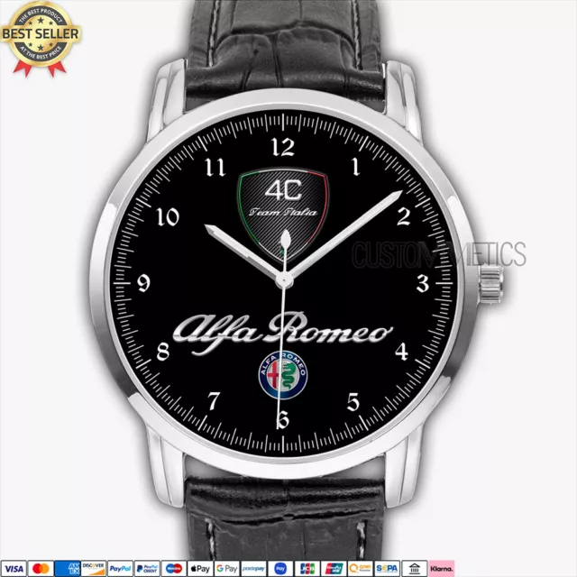 Alfa Romeo 4C Logo AR17 Quartz Watch Analog Stainless Steel Men's Wristwatch