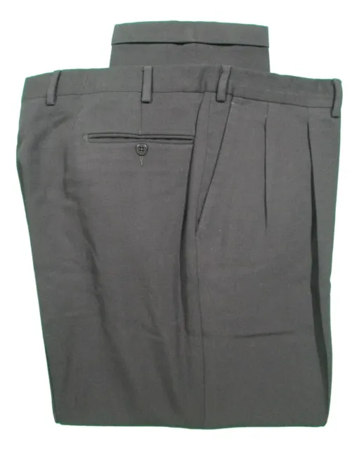 ERMENEGILDO ZEGNA MENS Black Pleated Wool Dress Pants 39x28.5 Italy $42 ...