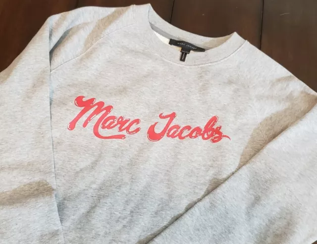 Women's Marc Jacobs Red Disco Sweatshirt Size XXS Gray Terry Lined