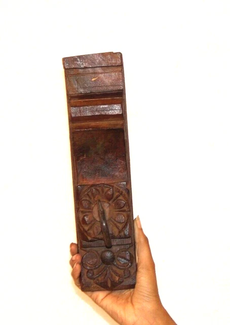 Vintage Wooden Hand Carved Wall Hook Coat/Key Hanger Old Original 11610