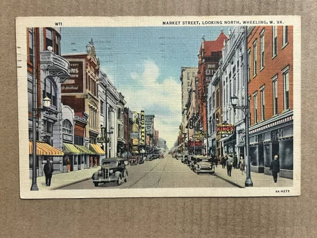 Postcard Wheeling WV West Virginia Market Street Looking North Vintage PC