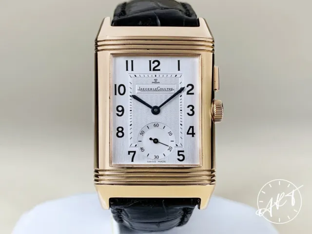 *RARE* JAEGER-LECOULTRE 18K Rose Gold Reverso Duo GMT Watch Q2712410 w ...