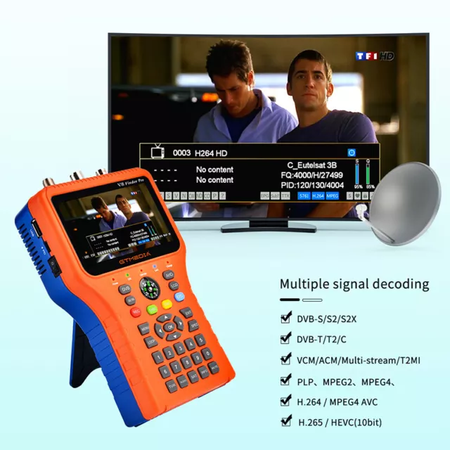 Profi 4.5''LCD DVB-S2/S2X/T/T2/C Sat Terrestrisch Kabel Signalfinder Messgerät 2
