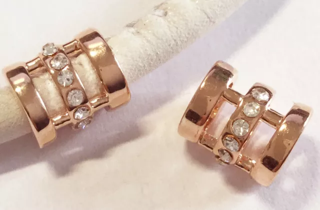 2Stück Strassperle Modulperle Schiebeperle Strass Fädelloch 3-10mm gold + rose