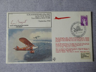 ENVELOPPE BREGUET XIX COSTES BELLONTE TRAVERSEE ATLANTIQUE NORD 50 ANS CONCORDE 
