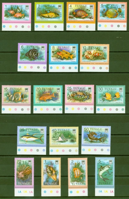 Tuvalu 1979 - Fische Haie Rochen Schnapper Barbe Thun Engelfisch - Nr. 83-100 **
