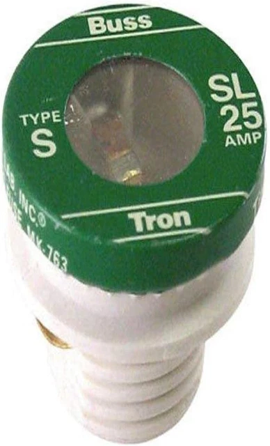 Bussmann SL-25PK4 25 Amp Time Delay Loaded Link Rejection Base Plug Fuse,...