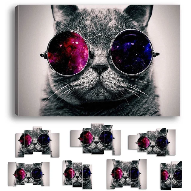 TABLEAU CHAT Psychedelique Art Deco Murale Animaux Ca05 Cat