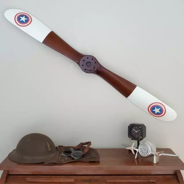 Replica WWI Star Sopwith Wood Wooden Airplane Aircraft Propeller 47" White Tips