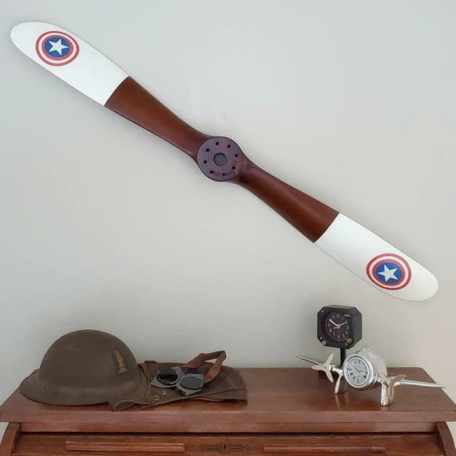 Replica WWI Star Sopwith Wood Wooden Airplane Aircraft Propeller 47" White Tips Replica WWI Star Sopwith Wood Wooden Airplane Aircraft Propeller 47" White Tips