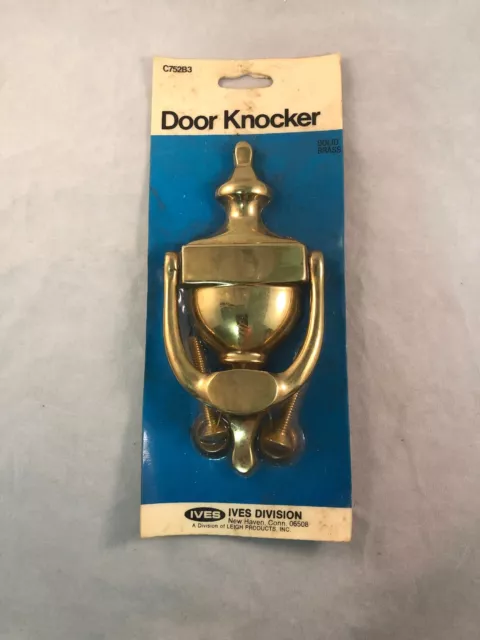 Vintage Door Knocker by Ives Solid Brass Bright Polished Finish NIP