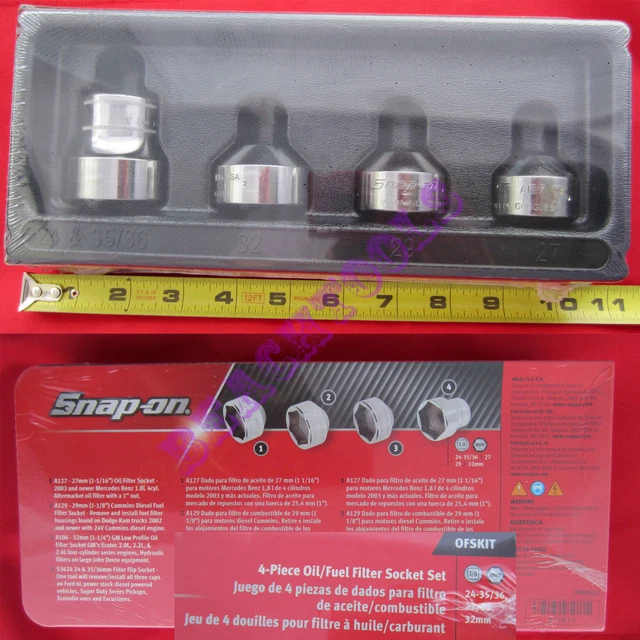 NEW SNAP ON Oil & Fuel Filter Socket 4 Piece A127 A129 A106 S3624 Set