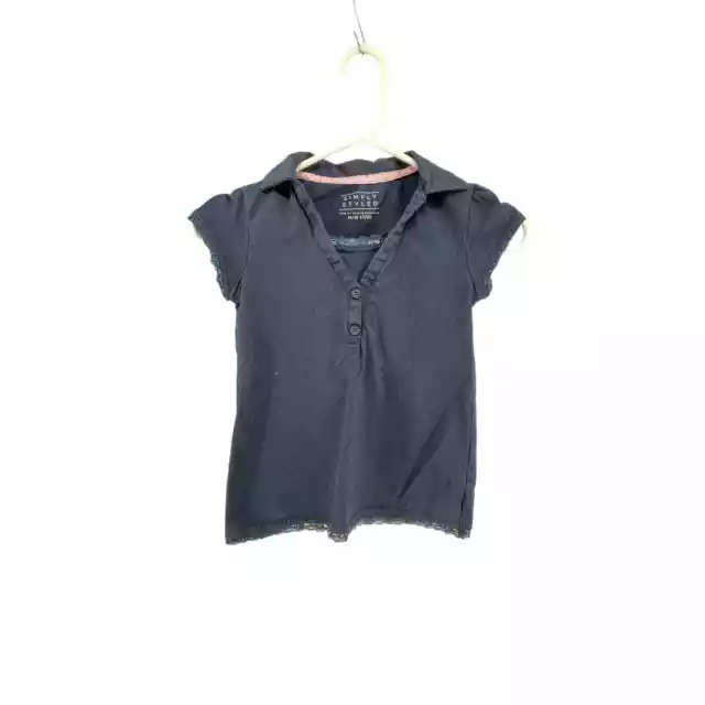 Simply Styled Girls Navy Blue Short Sleeve Polo Shirt Youth Size Medium 7/8