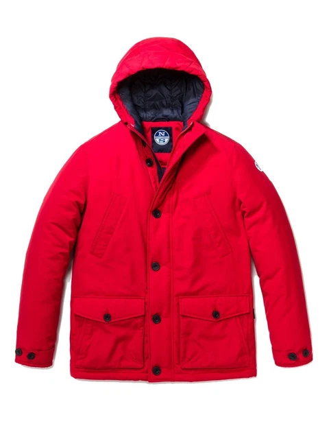 Giacca invernale uomo North Sails giaccone con cappuccio giubbotto parka rosso 5