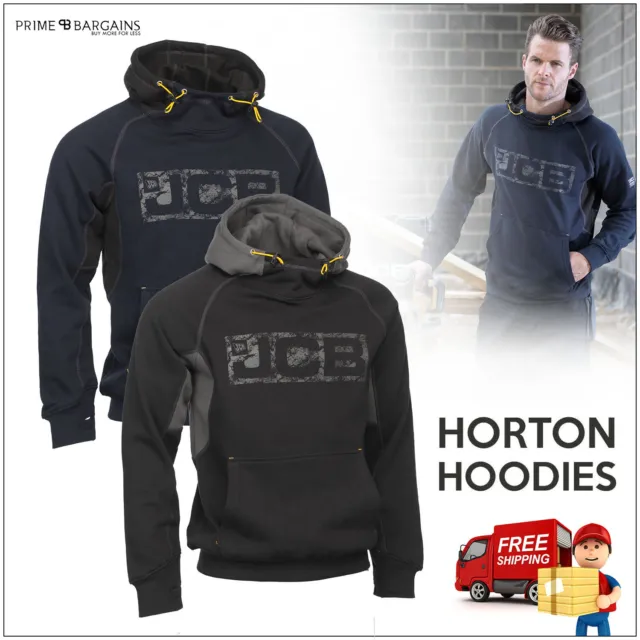 Jcb Horton Mens Heavyweight Hooded Work Hoody Sweatshirt Top Hoodie Work Wear Uk