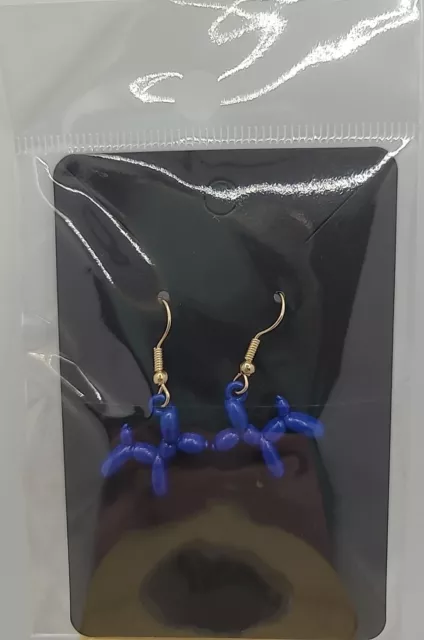 Blauer Ballon Blase Hund vergoldet Tropfen hängen Ohrringe 3 cm lang