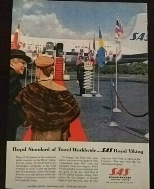 1958 SAS Scandinavian Airlines System Magazine Print Ad 8" x 11"
