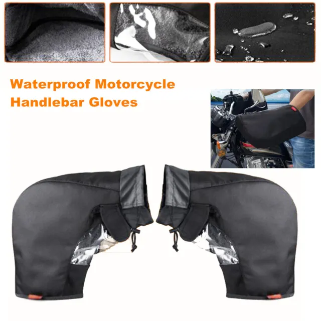 Waterproof Motorcycle Handlebar Gloves Snowmobile Bike ATV Gloves Hand Fur Muffs