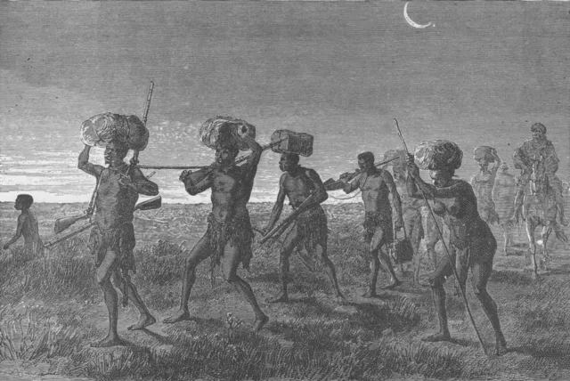 MALI. Gang of slaves in Kaarta 1891 old antique vintage print picture
