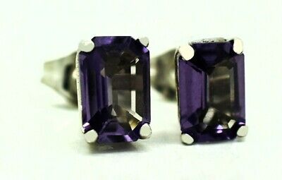 ALEXANDRITES 1.40 Cts STUD EARRINGS 14k White Gold - NEW WITH TAG - Made in USA