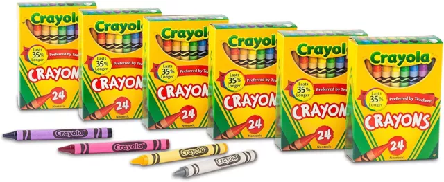Crayola Crayons Kids School Supplies 24 Crayon Box Multi Colors (Pack Of 6 Box)