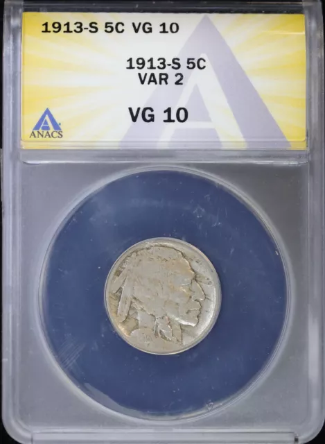 1913-S 5C Buffalo Nickel ANACS VG 10 | Very Good Variety 2 Type 2