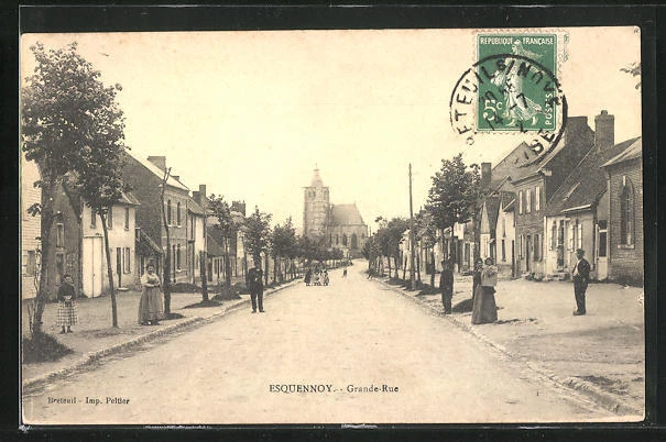 CPA Esquennoy, Grande-Rue