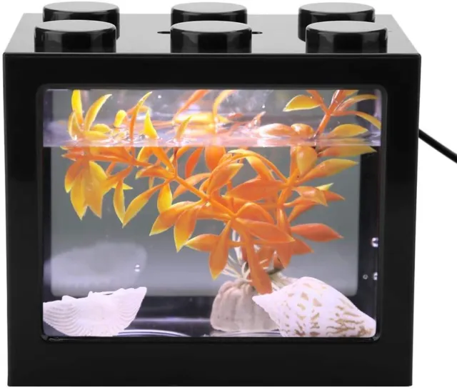 Aquarium Fish Tank  Mini Aquarium with LED Light  Desktop Decor Lamp Fish Tank 4
