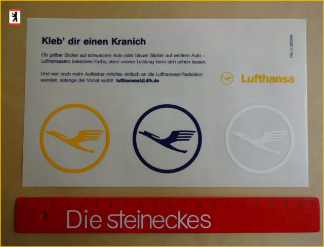 ✈ DLH Lufthansa Lufthanseat Stickerbogen Aufkleber "Kleb' dir einen Kranich"