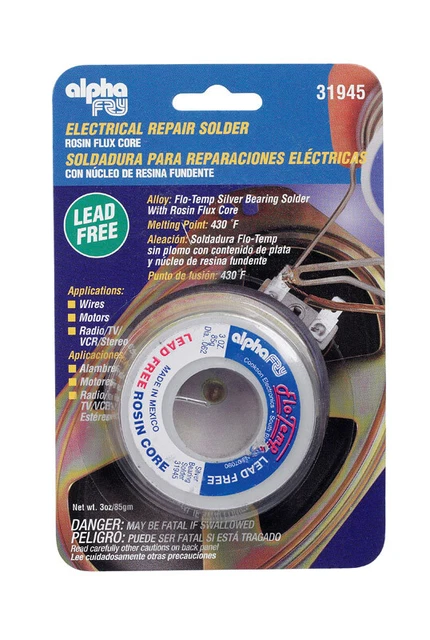 Alpha Fry 3oz Lead-Free Rosin Core Solder Wire 0.062in. D Tin/Copper/Silver