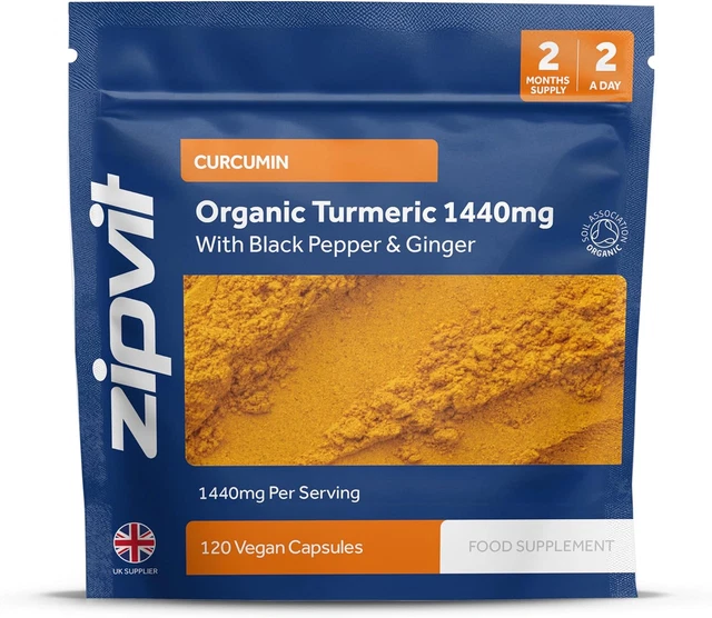 ORGANIC TURMERIC CURCUMIN 1440Mg with Organic Black Pepper and Ginger