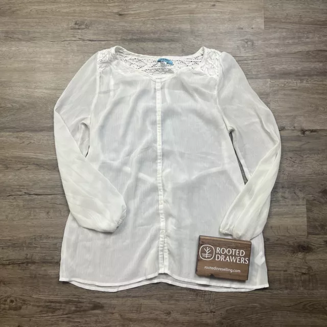 Old Navy Maternity Blouse Shirt White Solid Casual Pullover Long Sleeve Relaxed