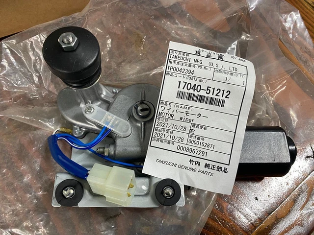 New Genuine Takeuchi Wiper Motor, 17040-51212