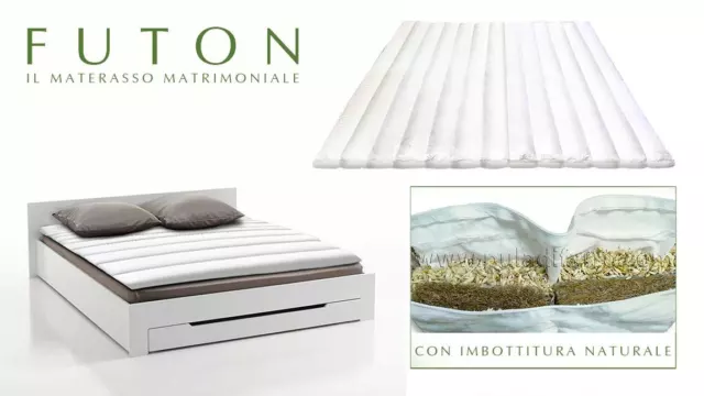 Materasso per Adulti in Pula di Farro Bio 190cm Matrimoniale Cotone Futon Topper