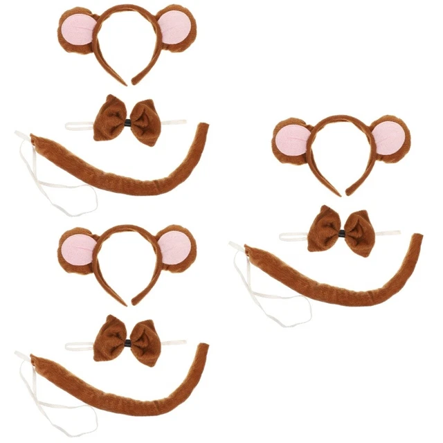 3 Sets Monkey Costume Accessories Monkey Headband Set Kids Makeup Set Animal
