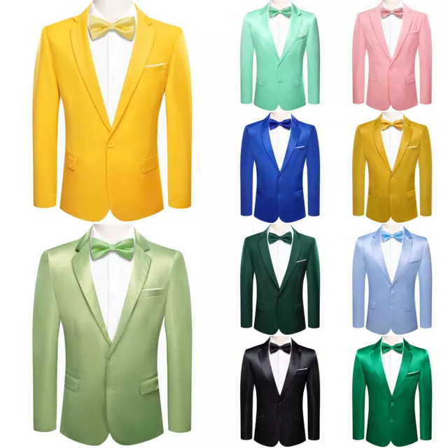 Hi-Tie Uomo Blazer Lepal 1 pz raso tuta semplice smoking matrimonio ballo formale