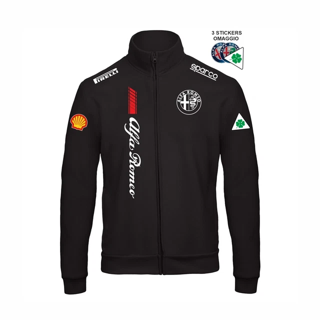 Felpa ZIP Alfa Romeo Team replica corse GP scuderia+ stickers