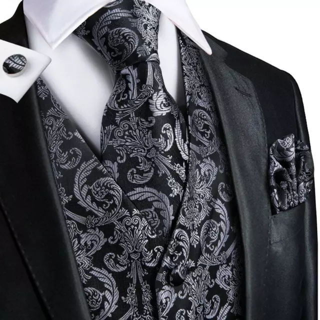 MENS PAISLEY WAISTCOAT Casual Wedding Vest Silk Tie Set Casual Formal ...