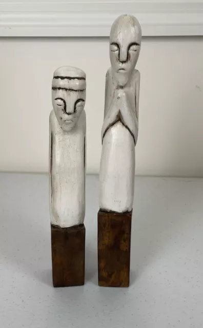 Hand Carved Wooden Primitive  Folk Art Tiki Ancestral Figures Handmade