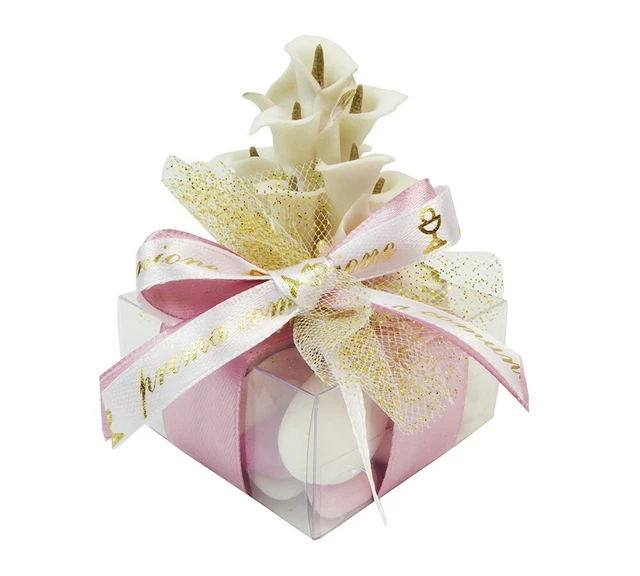 20 Portaconfetti Scatoline A Bustina Per Comunione – Con Decoro Calice, Cartoncino, 6x3,5x8 Cm