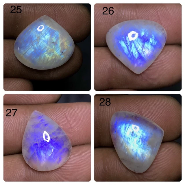 Supreme ! Natural Rainbow Moonstone Fire Cabochon  Loose Top Gemstone  AAA+ 16