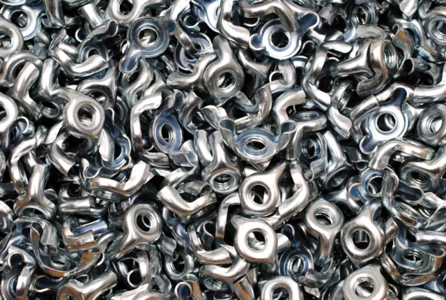 (200) Stamped Steel 3/8-16 Coarse Thread Type D Wing Nuts Zinc Plated Nut