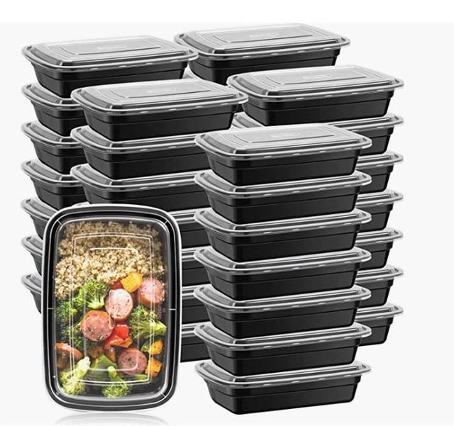28 OZ PLASTIC Meal Prep Food Containers with Lids Microwavable BPA FREE