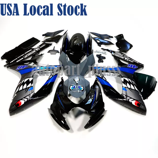 Gray Shark Injection Fairing Bodywork Kit For Suzuki GSXR600 750 2006 2007