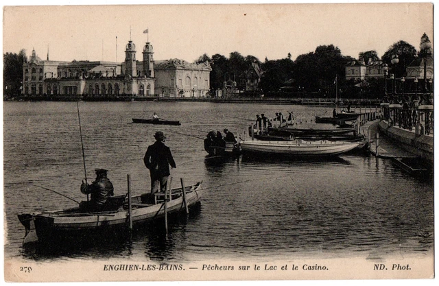 CPA 95 - ENGHIEN (Val d'Oise) - 279. Pêcheurs sur le lac et le Casino (animée)